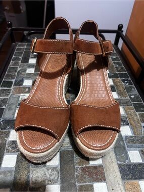 Sam Edelman Brown Suede Espadrille Platform Sandals